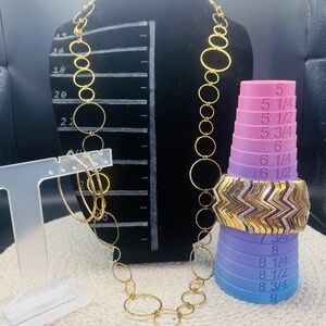 3 Piece Shape Gold Necklace, Bracelet, And Earrings Set
